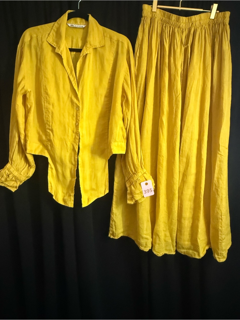 Zara Bright Yellow Maxi Skirt Set